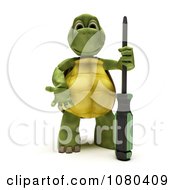 Poster, Art Print Of 3d Tortoise Standing With A Screwdriver