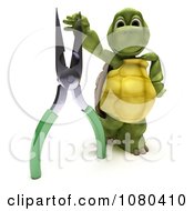 Poster, Art Print Of 3d Tortoise Standing With A Pair Of Pliers