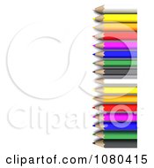 Poster, Art Print Of 3d Right Border Of Colored Pencils