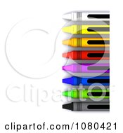 Poster, Art Print Of 3d Right Border Of Crayons With Copyspace