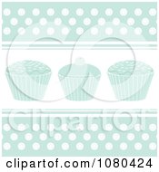 Poster, Art Print Of Pastel Blue Cupcake Background With Polka Dots
