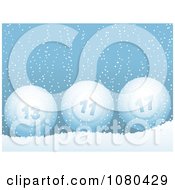 Poster, Art Print Of 3d Blue Bingo Balls In The Snow