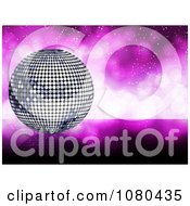Poster, Art Print Of 3d Silver Disco Ball Over A Sparkly Purple Background