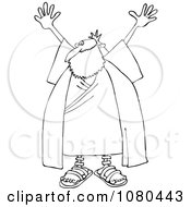 Poster, Art Print Of Outlined Moses Holding Up His Arms