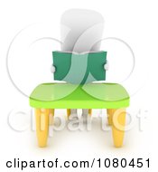 Clipart 3d Ivory School Kid Reading A Book At A Table Royalty Free CGI Illustration