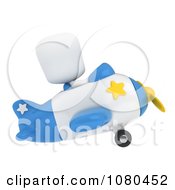 Poster, Art Print Of 3d Ivory Man Flying An Airplane