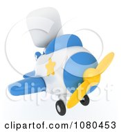 Poster, Art Print Of 3d Ivory Man Flying A Plane