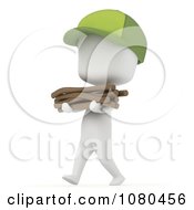 Clipart 3d Ivory Camper Boy Gathering Kindling Royalty Free CGI Illustration