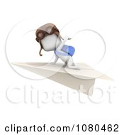 Poster, Art Print Of 3d Ivory Student Flying On A Paper Airplane