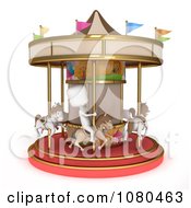 Poster, Art Print Of 3d Ivory Kid On A Horse Carousel