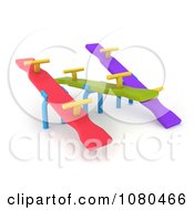 3d Colorful See Saws On A Playground