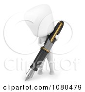 Clipart 3d Ivory Man Writing With A Fountain Ink Pen Royalty Free CGI Illustration
