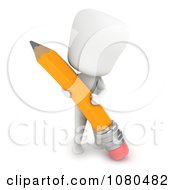 Poster, Art Print Of 3d Ivory Man Erasing With A School Pencil