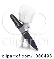 Clipart 3d Ivory Man Writing With A Ball Point Pen Royalty Free CGI Illustration