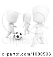 Poster, Art Print Of 3d Ivory Kids Playing During A Soccer Game