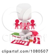 Poster, Art Print Of 3d Ivory School Girl Holding Pink Paper People