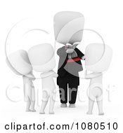 Clipart 3d Ivory Magician Showing A Trick To Kids Royalty Free CGI Illustration