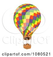 Poster, Art Print Of 3d Colorful Checkered Hot Air Balloon