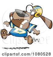 Poster, Art Print Of Football Dog Running With The Ball In His Mouth