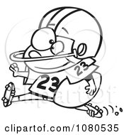 Clipart Outlined Football Halfback Running Royalty Free Vector Illustration