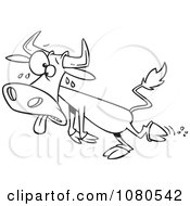 Clipart Outlined Sweating Hot Cow Royalty Free Vector Illustration