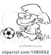 Poster, Art Print Of Outlined Soccer Girl Running