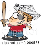 Poster, Art Print Of Pirate Boy With A Newspaper Hat And Sword