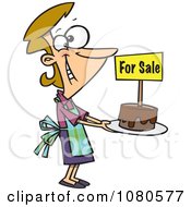 Poster, Art Print Of Pleased Bake Sale Woman Holding Out A Cake