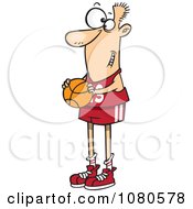 Clipart Skinny Basketball Player Holding A Ball Royalty Free Vector Illustration by toonaday