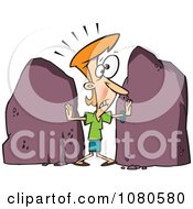 Clipart Woman Being Squished Between Boundaries Royalty Free Vector Illustration