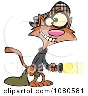 Clipart Cat Burglar Shining A Flashlight Royalty Free Vector Illustration by toonaday