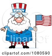 Poster, Art Print Of Chubby Uncle Sam With An American Flag