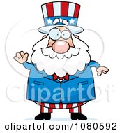 Clipart Chubby Uncle Sam Waving Royalty Free Vector Illustration