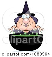 Poster, Art Print Of Chubby Witch Over A Cauldron