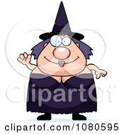 Clipart Chubby Witch Waving Royalty Free Vector Illustration