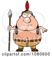 Poster, Art Print Of Chubby Native American Man With A Spear
