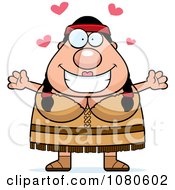 Clipart Chubby Native American Woman Hugging Royalty Free Vector Illustration