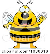 Clipart Chubby Bee Waving Royalty Free Vector Illustration