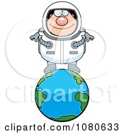 Poster, Art Print Of Chubby Astronaut Standing On Top Of Earth