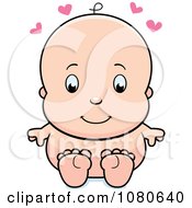 Poster, Art Print Of Cute Baby Sitting Naked