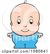 Clipart Cute Baby Boy In Blue PJs Royalty Free Vector Illustration