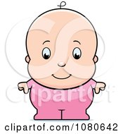 Clipart Cute Baby Girl In Pink Pajamas Royalty Free Vector Illustration
