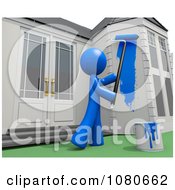 Poster, Art Print Of 3d Blue Man Painting His House