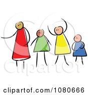 Poster, Art Print Of Diverse Stick People Family 1