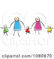 Poster, Art Print Of Stick People Family Holding Hands 2