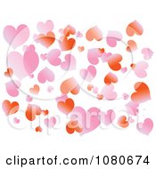 Poster, Art Print Of Gradient Pink And Red Heart Background Over White