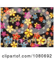 Clipart Colorful Floral Background On Black Royalty Free Vector Illustration