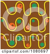 Clipart Brown Retro Wave And Bubble Background Royalty Free Vector Illustration