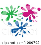 Poster, Art Print Of Blue Green And Pink Splatters