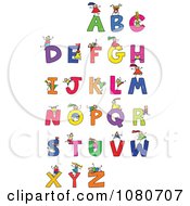 Poster, Art Print Of Doodled Stick Kids Playing On Letters 1
